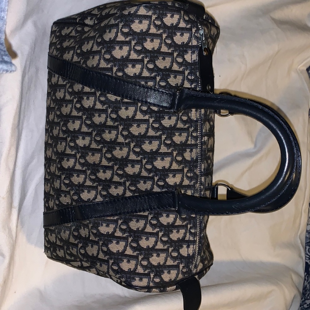 Vintage Christian Dior Monogram Trotter Boston Navy Monogram bag…